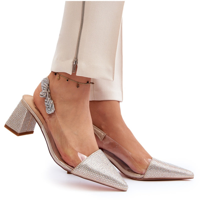 Gold Ankle Strap Shoes 