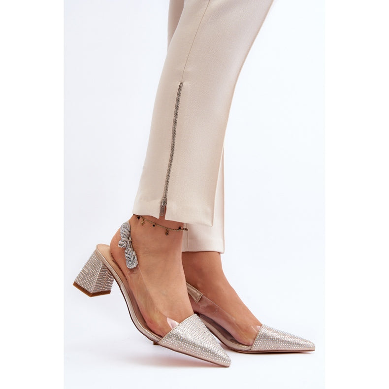 Mid Low Heel Sandals Ankle Strap 