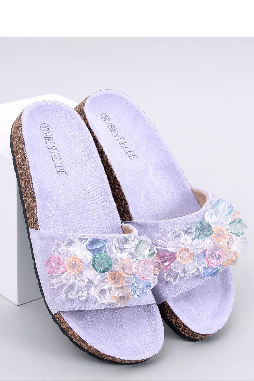 Women's Open Toe Footbed Sandals Multicoloured Design  - Lilac