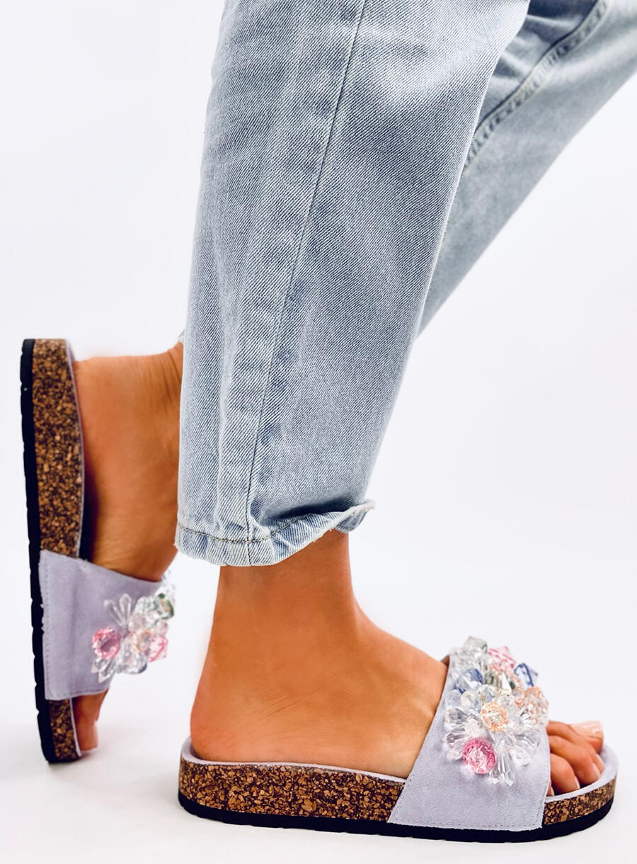 Women's Open Toe Footbed Sandals Multicoloured Design  - Lilac