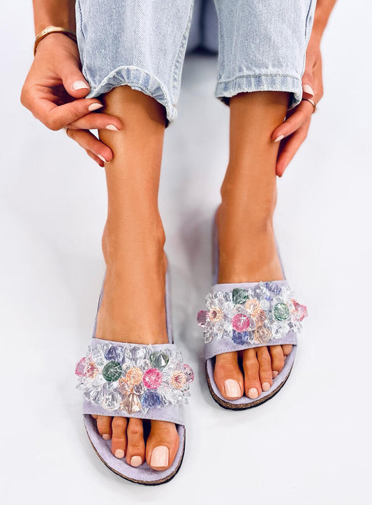 Women's Open Toe Footbed Sandals Multicoloured Design  - Lilac