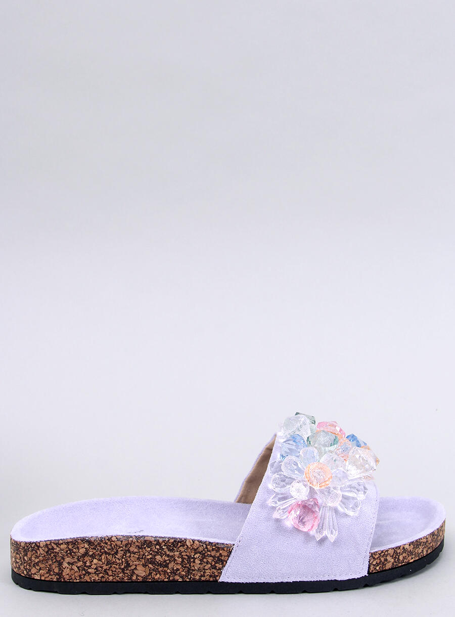 Women's Open Toe Footbed Sandals Multicoloured Design  - Lilac